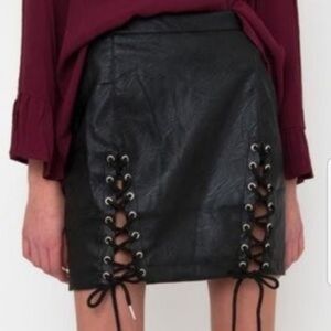 Runaway Black Lace Up Mini Skirt